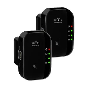 2 Stk. WLAN Verstärker WiFi Repeater mit WPS Internet Verstärker 300Mbps Schwarz - Bild 1 von 9