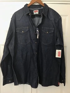 Camisa tejida Wrangler para hombre manga larga calce ajustado 2XL mezclilla al atardecer - Imagen 1 de 9