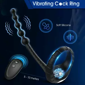 Men Penis Cock Ring Bead Anal Butt Sex-toys for Women Couples Adult Toy Massager - Picture 1 of 7