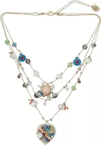 Betsy Johnson Gold Crystal Pendant Butterfly Charms Layered Necklace for Women - Picture 1 of 2