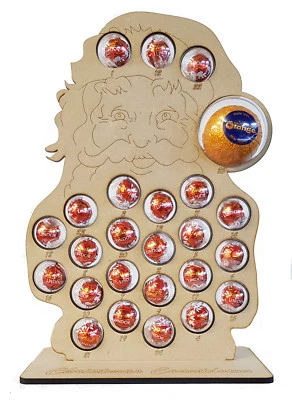 Santa Claus Christmas Advent Calendar Stand Chocolate Orange & Lindt Baubles - Image 1 of 3