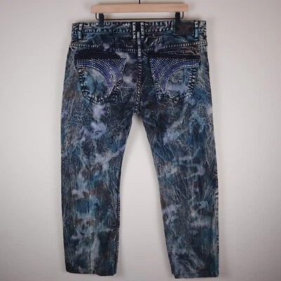 Jean Robin's Solapa Larga Crazy Wash Azul y Plata Talla 40 Cintura 39" Entrepierna 30" Foto 1 de 4