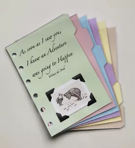 Filofax Pocket Organiser Dividers - Winnie the Pooh sayings - Fully Laminated - Picture 1 of 7