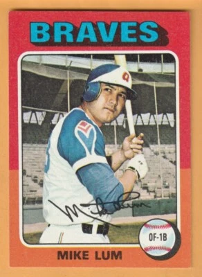 Mike Lum Atlanta Braves 1975 Topps #154 BYU Cougars Honolulu Hawaii - Image 1 of 2