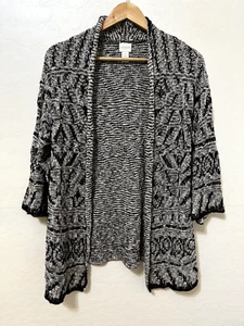 Chicos Womans Open Front Knit Cardigan Size 2X Aztec Southwestern Tribal Artsy - Picture 1 of 11