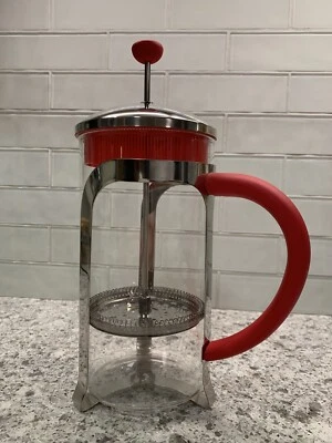 Brandani Cafetera Prensa Francesa Vidrio Estilo Italiano Rojo Inoxidable 32 OZ  Foto 1 de 4