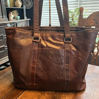 Bolso de Mano Jack Georges Voyager Shopper con Cremallera #7803 Cuero Búfalo Marrón Foto 1 de 4