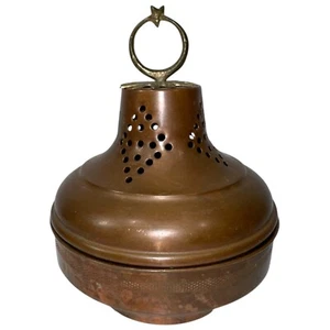 Pierced Brass Brazier Mid-East Turkish Moroccan Incense Burner Cooker Vintage - Picture 1 of 9