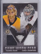 2013-14 Panini Titanium Tuukka Rask - Corey Crawford Game Work Gear jersey /300