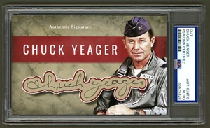 Chuck Yeager Signed Cut Display (PSA) Flying Ace WW2 Pilot Photo Card Auto - Picture 1 of 2