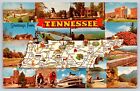 Greetings from Tennessee Map Multiview Postcard Attraction Sites Highways Cities