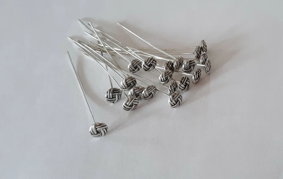 40 шт. Антикварные посеребренные кельтские головные штифты 6 мм длиной 2 дюйма 21 калибр - Изображение 1 из 1