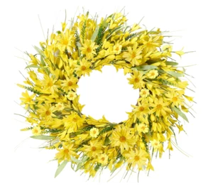 Spring Wreaths for Front Door21 Inches Artificial Forsythia Flower Wreath Yellow - Picture 1 of 7