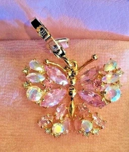 NWT JUICY COUTURE JEWELED PINK BUTTERFLY CHARM YJRU2729 - Picture 1 of 3