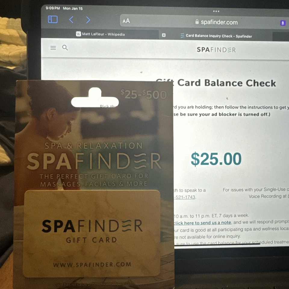 $25 SPA FINDER GIFT CARD - Image 1 of 1