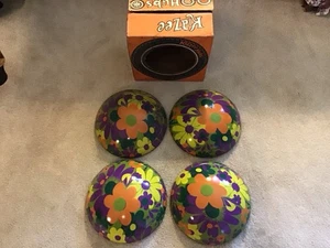 Vintage 1960s-70s RARE Krazee Hubs Flower Power Hub Caps Set Of 4 In Box - Picture 1 of 8
