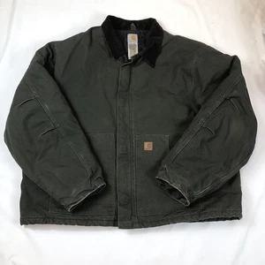 Carhartt Mens J22 MOS Green Traditional Canvas Jacket Artic Quilt Lined 4XL Tall - Picture 1 of 9