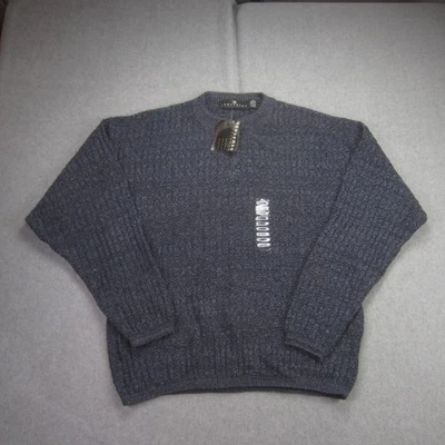 Consensus Sportswear Sweater Mens Large Blue Grandpa Knit Henley Hand Frame USA Foto 1 de 4