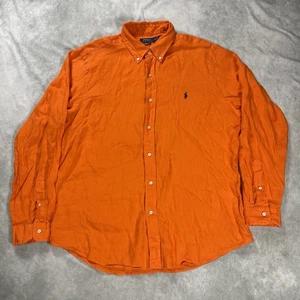 Camisa Polo Ralph Lauren Naranja Lino Abotonada Manga Larga Talla XL - Imagen 1 de 12