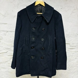 Chaquetón de lana vintage de la Segunda Guerra Mundial de fábrica de ropa naval de 10 botones de la Marina de los Estados Unidos años 40 - Imagen 1 de 13