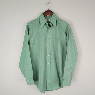 Vintage Hathaway A&S Club Shirt Mens 15.5 34 Green Tapered Polo Oxford 70s - Image 1 of 4