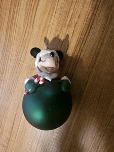 Disney Mickey Mouse Green Ball Ornament 3D Santa Holiday Christmas - Picture 1 of 3