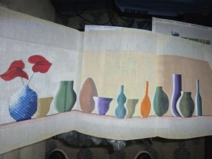 Vintage Calla Lily Vases Needlepoint Canvas 28x8"18 Mesh - Picture 1 of 2