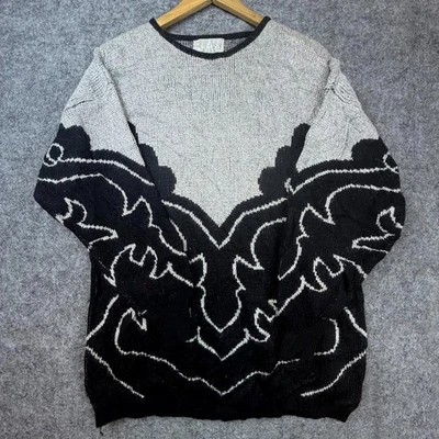 Vintage Joyce Sweater XL Silver Black Metallic Holiday Avant Garde Art Deco - Image 1 of 4