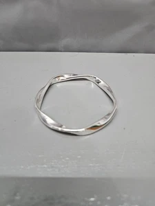 Silver Sculpted Bangle Bracelet - Picture 1 of 3