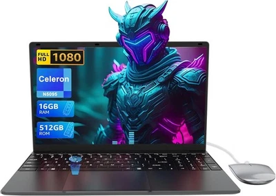 PC Portatile 15,6 Pollici 16GB RAM LPDDR4 512GB SSD Notebook Celeron N5095 Proce - Immagine 1 di 4