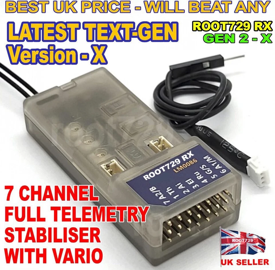 TextGen Lem RX 7 Channel Receiver Telemetry Stabiliser VARIO Voltage Probe - Image 1 of 1