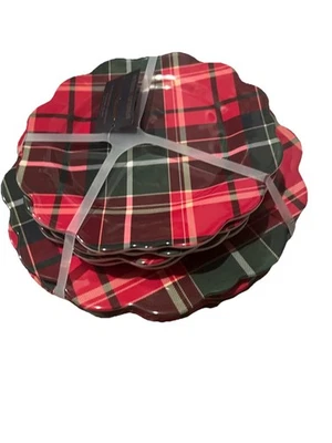 Tommy Bahama Juego de Platos de Ensalada y Cena Tartán Rojo Platos de Navidad (8) Foto 1 de 3