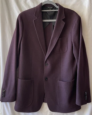 BANANA REPUBLIC Mario Bellucci, Men's 40R Slim Fit, Burgundy Wool Blend Blazer - Image 1 of 4
