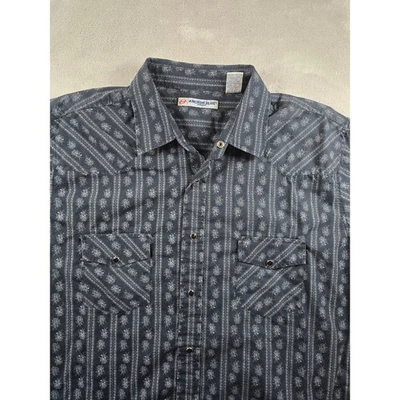 Винтажная синяя рубашка Anchor мужская M вестерн короткий рукав жемчужная застежка ковбойская - Изображение 1 из 4