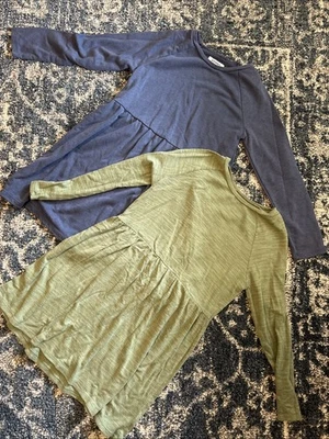 Girl Long Sleeve Dresses Old Navy Size Large 10/12 Lot Of 2 Blue Green Fall - Image 1 of 4