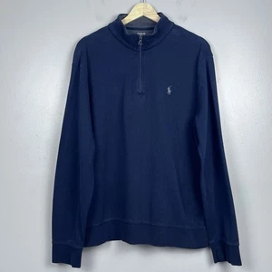 Polo Ralph Lauren maglione uomo blu cotone e viscosa 1/4 zip taglia L; designer - Foto 1 di 14