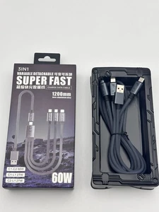 3 in 1 Fast Charging Cable Cell Phone Charger Cord For iPhone 16 15 14 Pro Max - Picture 1 of 11