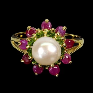 925 Sterling Silver Ring Round Ruby Chrome Diopside Gemstone Jewelry Size 7 - Picture 1 of 13
