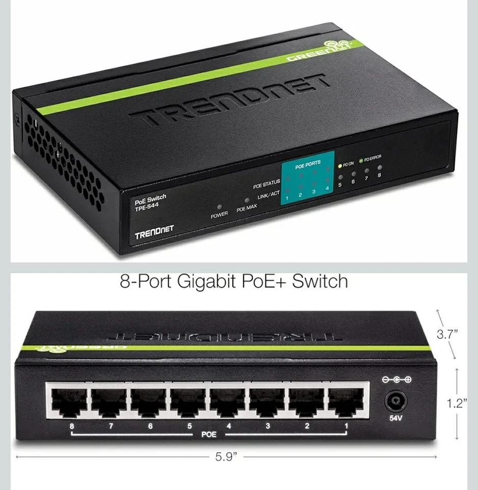 *NEW SEALED* TRENDnet TPE-S44 8-Port 10/100Mbps 4-Port PoE Ethernet Switch - Image 1 of 1