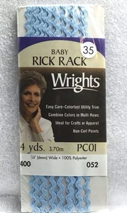 Wrights Baby Rick Rack Light Blue 1/4" 4 Yards 400 Light Blue 052 - Picture 1 of 4