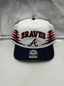 Atlanta Braves MLB '47 Brand White TT Diamond Hitch Adjustable Snapback Hat - Picture 1 of 5