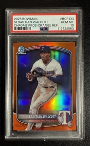 2025 Topps Bowman 1st Chrome Orange /25 of Sebastian Walcott #BCP-133 PSA 10! - Picture 1 of 2