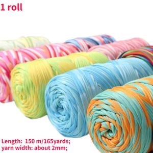 165yards/roll Colorful T-Shirt Yarn Spaghetti Knitting Crochet Cotton DIY - Picture 1 of 34