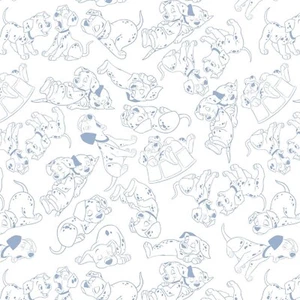 Tela Disney 101 Dálmatas Contornos azul claro 100 % algodón por yarda - Imagen 1 de 2
