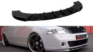 For Skoda Octavia Mk2 VRS pre-FL Front Diffuser Diffusor Maxton Design Gloss - Picture 1 of 3