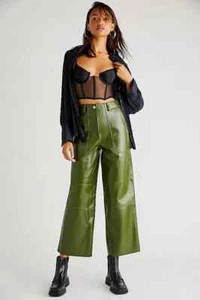 Free People Driftwood Presley Vegan Cactus High Rise Leather Lined Pants New 32 - Picture 1 of 24