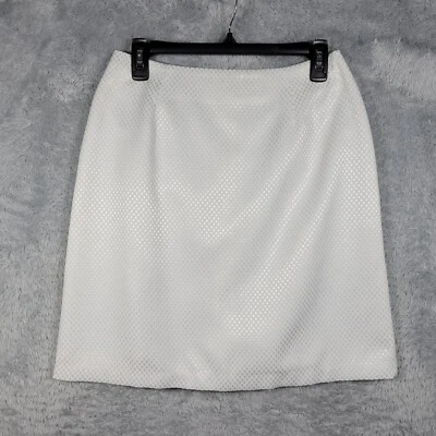 Falda Larry Levine Mujer 8 Pequeña Blanca Tejida Cuadros Forrada Recta 28x20 Foto 1 de 4