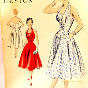 RARO OOP AÑOS 50 VOGUE DISEÑO ESPECIAL 4506 PATRÓN DE VESTIDO DE SOL HALTER Talla 14 B 35 - Imagen 1 de 6