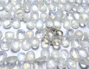 8" Strand RAINBOW MOONSTONE 9-10mm Faceted Teardrop Beads AAA NATURAL /T4 - Picture 1 of 1