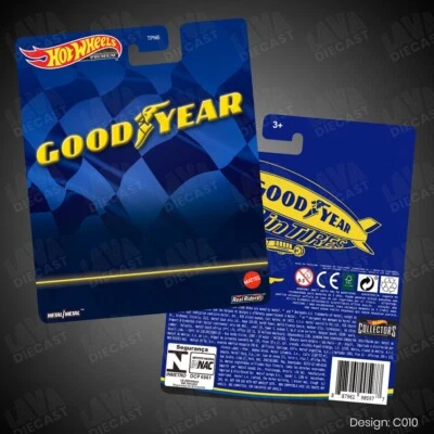 Goodyear Racing F1 Tire Custom Hot Wheels Premium Card Diecast Vintage Car Decor - Image 1 of 2